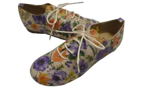 【かぼちゃの馬車 CA-15FL フラワー】フラワー柄の靴紐シューズ